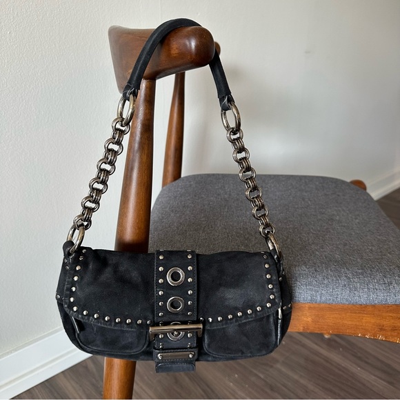 PRADA TESSUTO  AUTHENTIC BLACK SUEDE BUCKLE BAG RARE - Picture 12 of 17